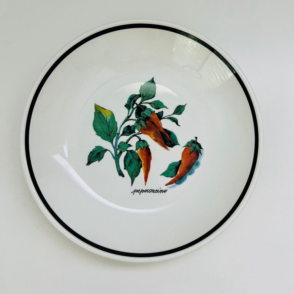 OVER AND BACK Stoneware Black Rim "Peperoncino" (Red Pepper)  Pasta Bowl